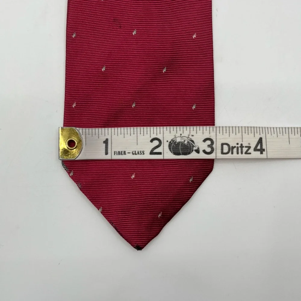 Vtg Christian Dior Tie Mens Crimson Red Silk Necktie Made in USA Designer Luxury